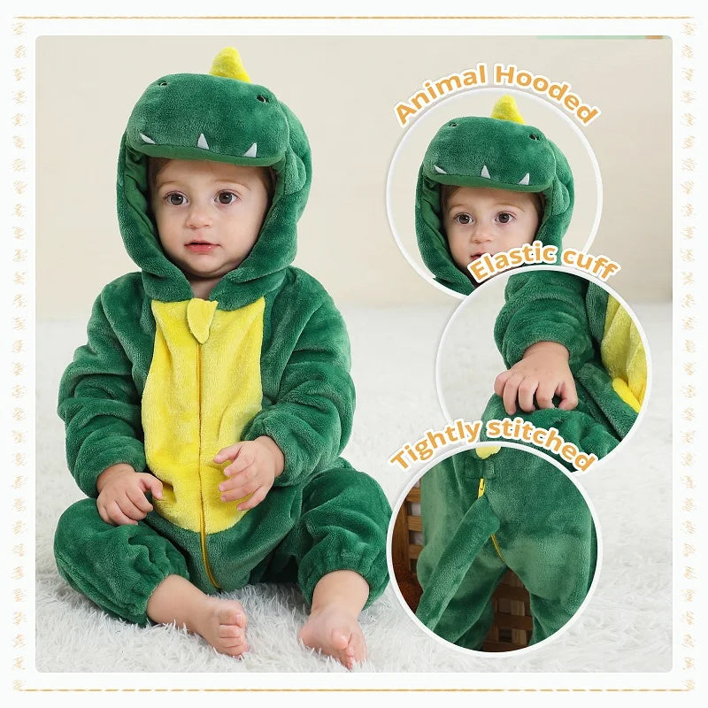 MICHLEY New Easter Rabbit Baby Rompers Winter Hooded Flannel Toddler Infant Clothes Overall Bodysuits Jumpsuit Costume For Kids