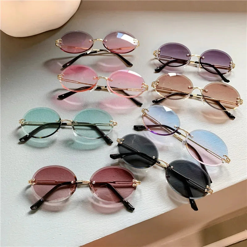 Trendy Sunglasses for Woman Summer Rimless Cut-edge Sunglass