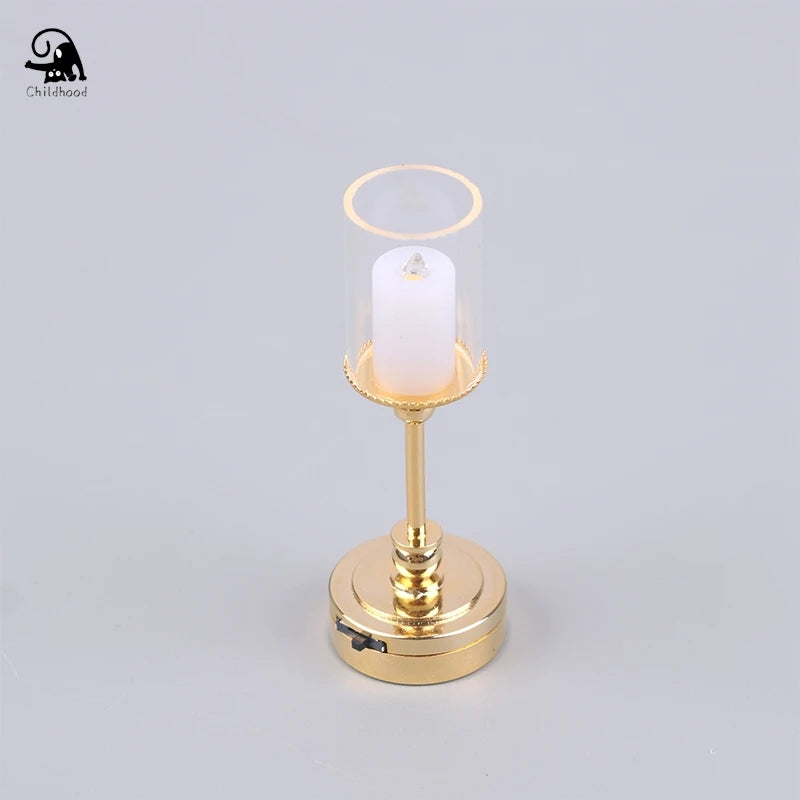 Mini Dollhouse Miniature Desk Lamp LED Table Candlestick Doll Decor Toy Doll House Decoration Accessories