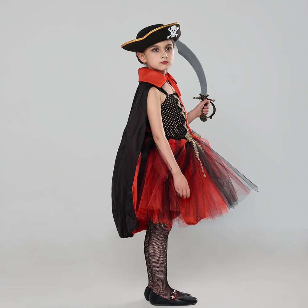 Pirate Halloween Costume Red Black Little Girls Pirate Tutu Dress