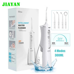 JIAYAN Floss Oral Rinse DIY PSI Dental Water Jet For Teeth Cleaning 300ml 4 Modes Portable Powerful Oral Cleaning