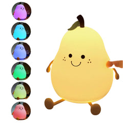 Pear Night Light Touch Portable LED Silicone Lamp