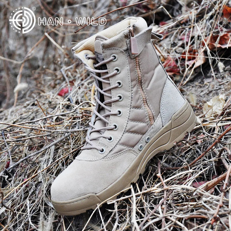 Military Tactical Boots Men Breathable Canvas Lace Up Safety Casual Shoes