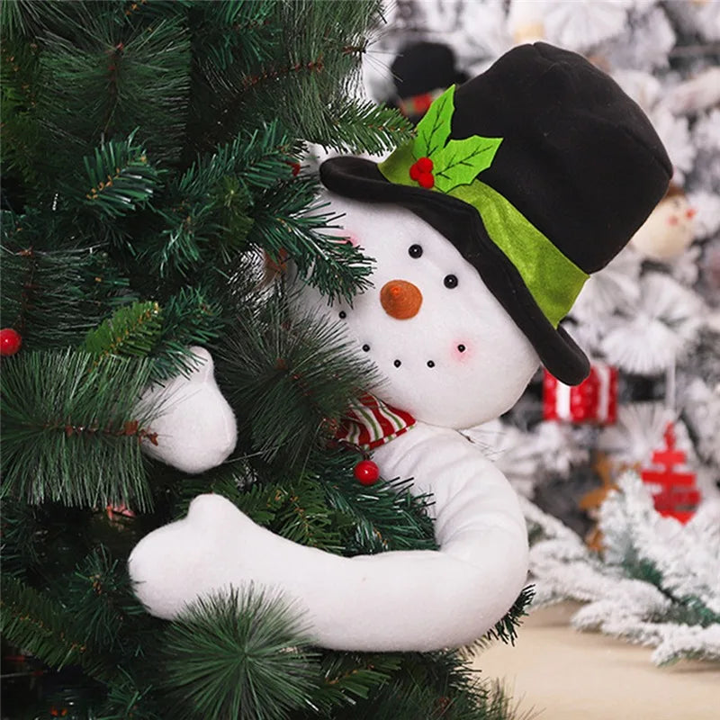 Cute Hugs The Tree Doll Santa Claus Snowman Christmas Tree Ornament Festive Decor Noel Atmosphere Cloth Xmas New Year 2022