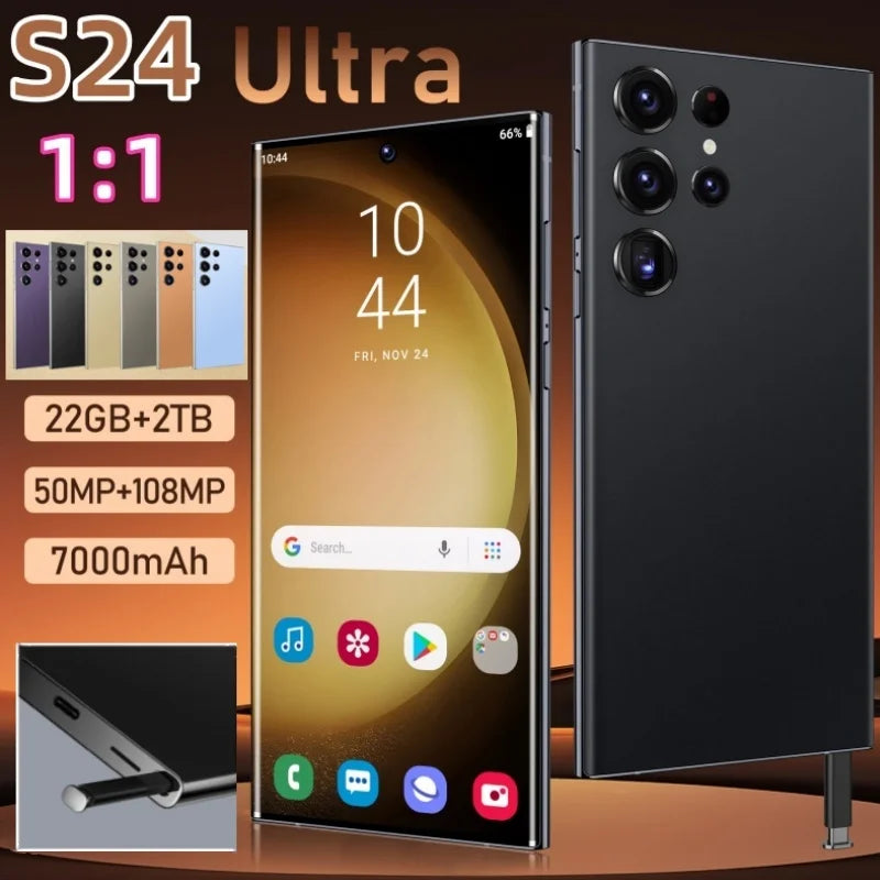 S24 Ultra Mobile Phones 7.3 HD Screen SmartPhone Original 22GB+2TB 4G 5G Dual Sim Celulares Android Unlocked 8000mAh S23 Ultra