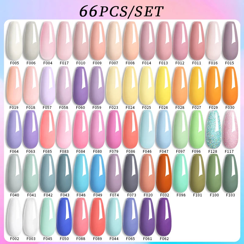 Color Gel Nail Polish Set Colorful Glitter Nail Gel Polish Semi Permanent UV Gel Nail Art Gel Varnishes Kit