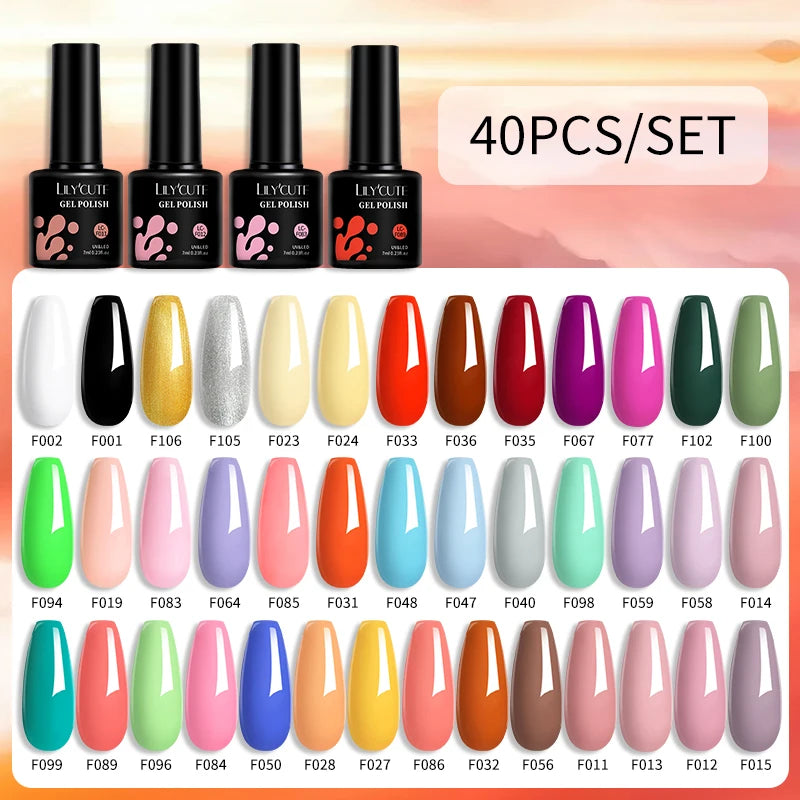 Color Gel Nail Polish Set Colorful Glitter Nail Gel Polish Semi Permanent UV Gel Nail Art Gel Varnishes Kit