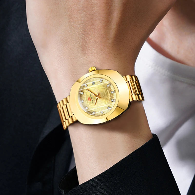 Gold Men Wrist Watches For Male Clock Top Brand Luxury Golden Fashion Men Quartz Watches