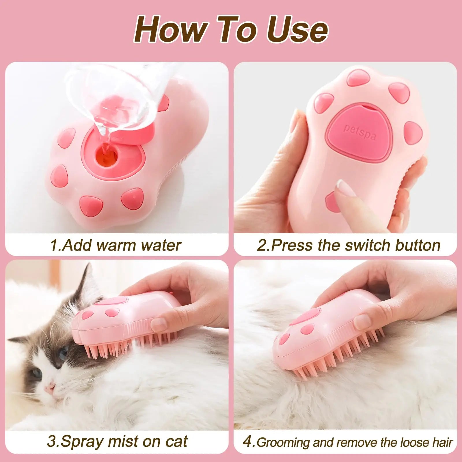 Cat Steam Brush Comb Dog Brush Electric Spray Cat Hair Brushes Massage Pet Grooming Hair Removal Combs