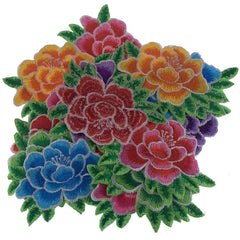 Peony Flower Embroidery Patches for Women's Clothing Iron on Patch DIY Sewing Fabric Apparel Accessories