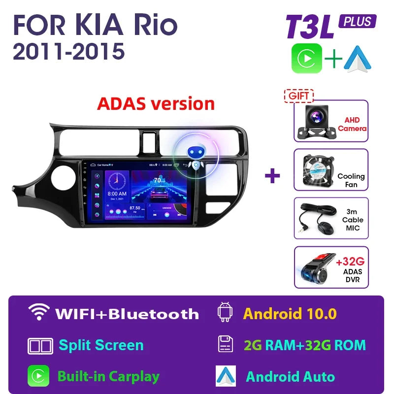 JMCQ 9" Android 11 2DIN 4G+WiFi DSP Car Radio Multimedia Video Player For KIA RIO K3 PRIDE 2011-2015 Navigation GPS 2din Carplay