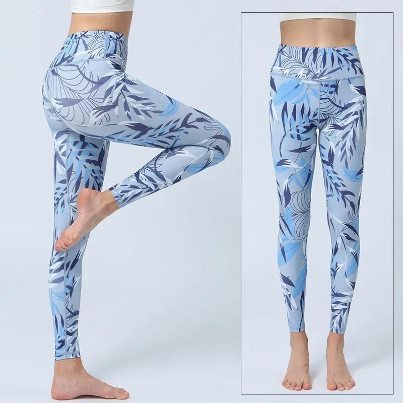 Cloud Hide Yoga Pants Women Flower High Waist Sports Leggings