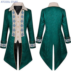 Green Victorian Nobleman Jacket Medieval Cosplay Pirate Tuexdo Men Renaissance Frock