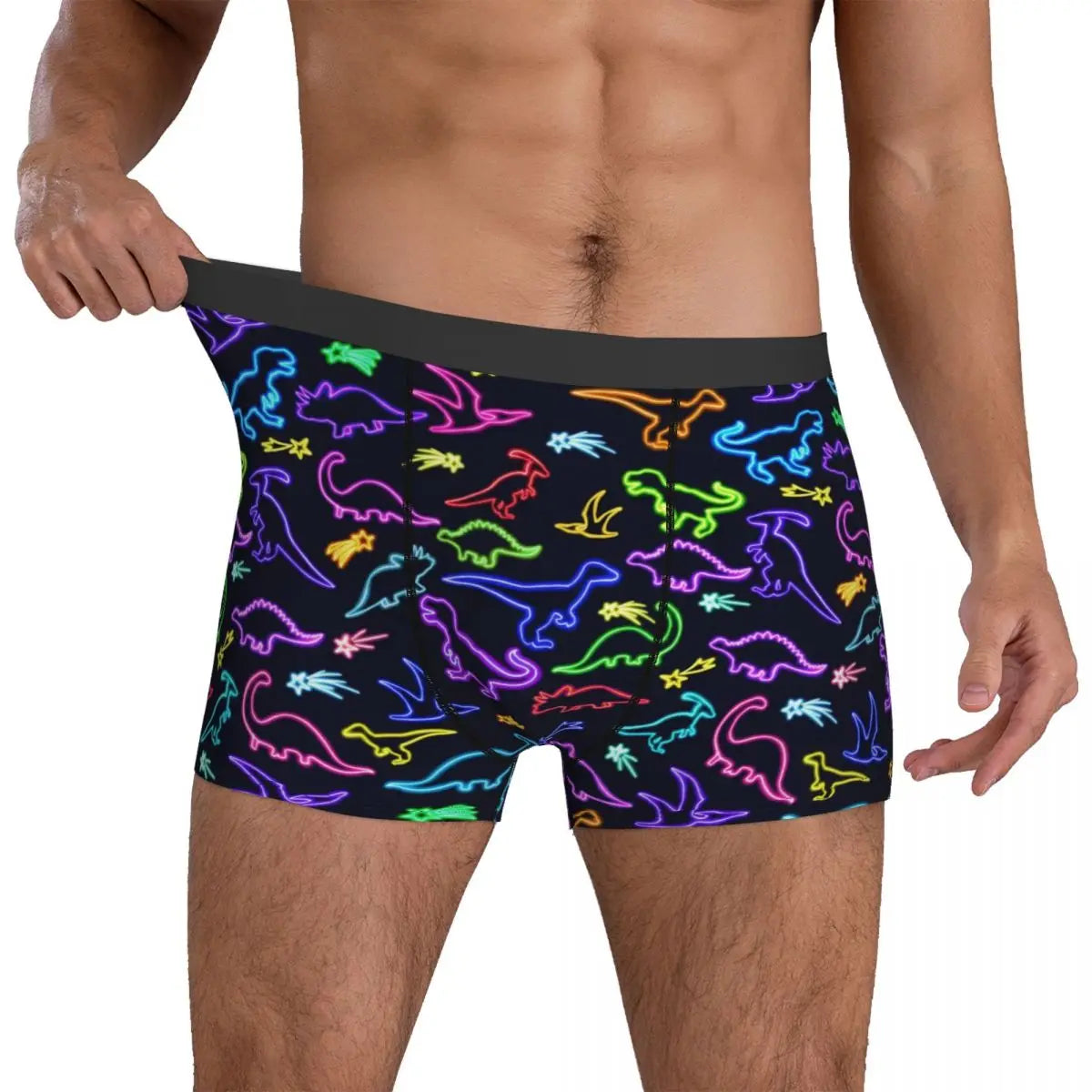 Cute Dinosaur Print Underwear Colorful Animal Pouch Hot Boxer Shorts Printed Boxer Brief Funny Males Panties Plus Size