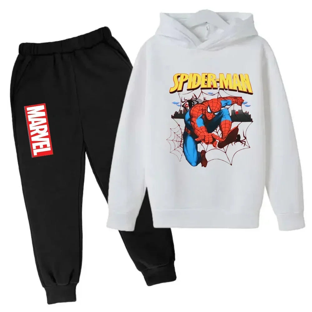 Marvel Spiderman Kids Hoodies Pant Suit 2pcs Set Boy Girl Spring Autumn Sweatshirt Clothes Tracksuits Children Hooded Sportsuit