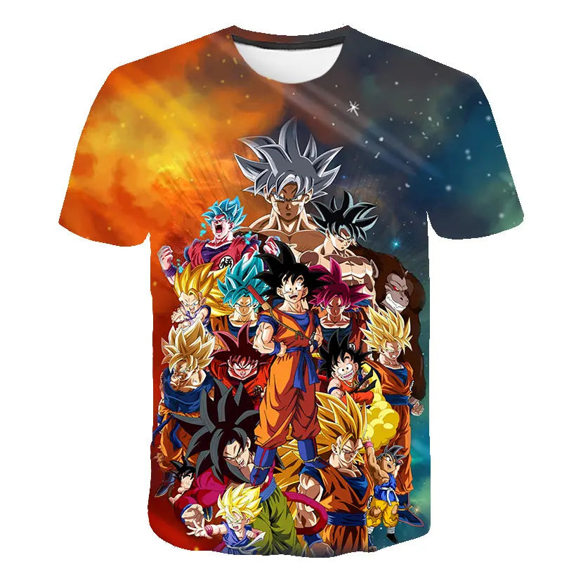 Men's cartoon anime Dragon Ball Z T-shirt for children and boys T-shirt for children's summer short sleeved men's T-shirt