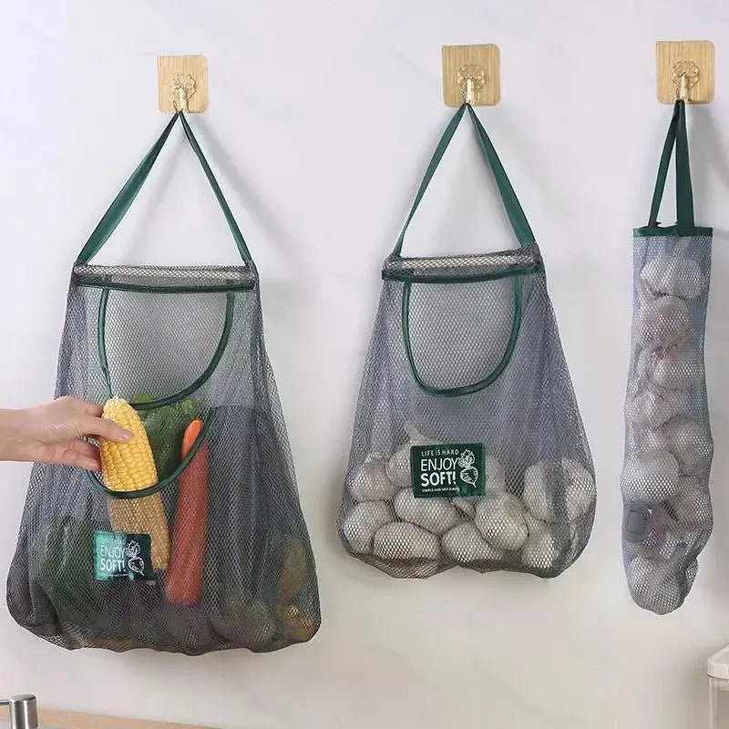 Kitchen Hanging Mesh Bags for Garlic Onion Ginger Vegetables Storage Bags