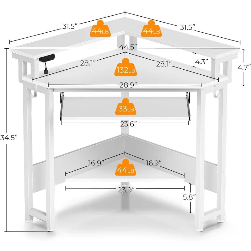 Corner Desks, 44.5"W x 34.5"H Small Computer Desk