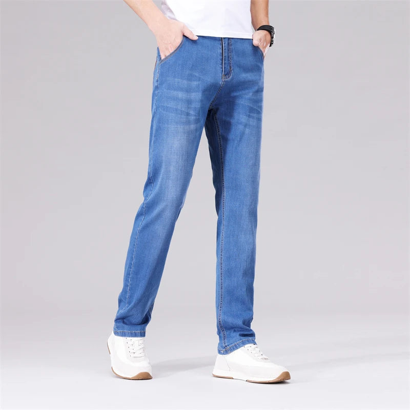 Men Denim Jeans Thin Summer Male Work Pants