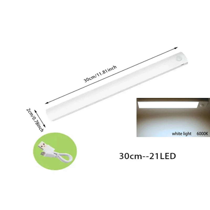 PIR Motion Sensor LED Under Cabinet Lamp Dimmable Rechargeable Night Light Stairs