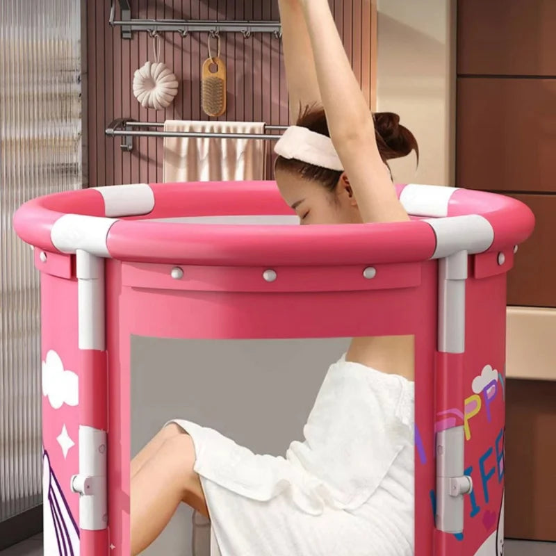 Folding Soaking Tub Bathtub Sweat Steaming Bath Bucket Adults Children Installation-free Folding Bath Bucket