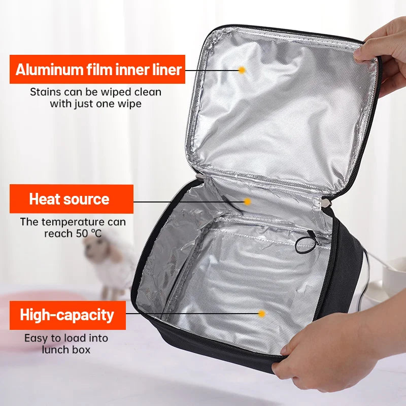 USB Portable Electric Heating Lunch Bag Food Warmer Box Food Heating Bag Heater 23*19*9cm For Outdoor Picnic Travel Camping