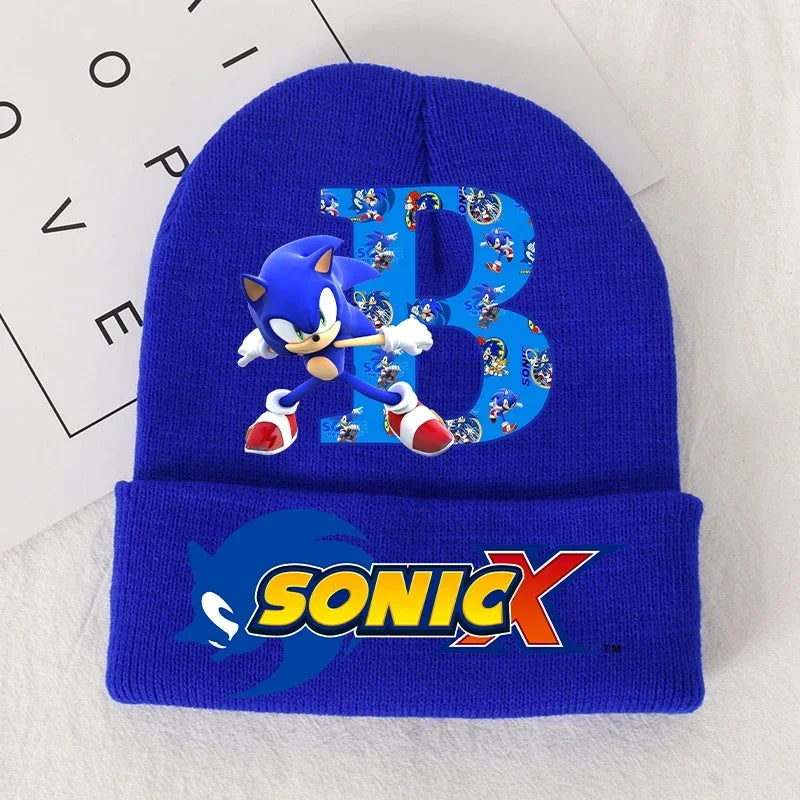 Sonics Children's Letter A-Z Knitted Hat Soft Warmth Boys Autumn Winter Kids Toddler Crochet Cap Outdoor Sport Cute Beanies Hats