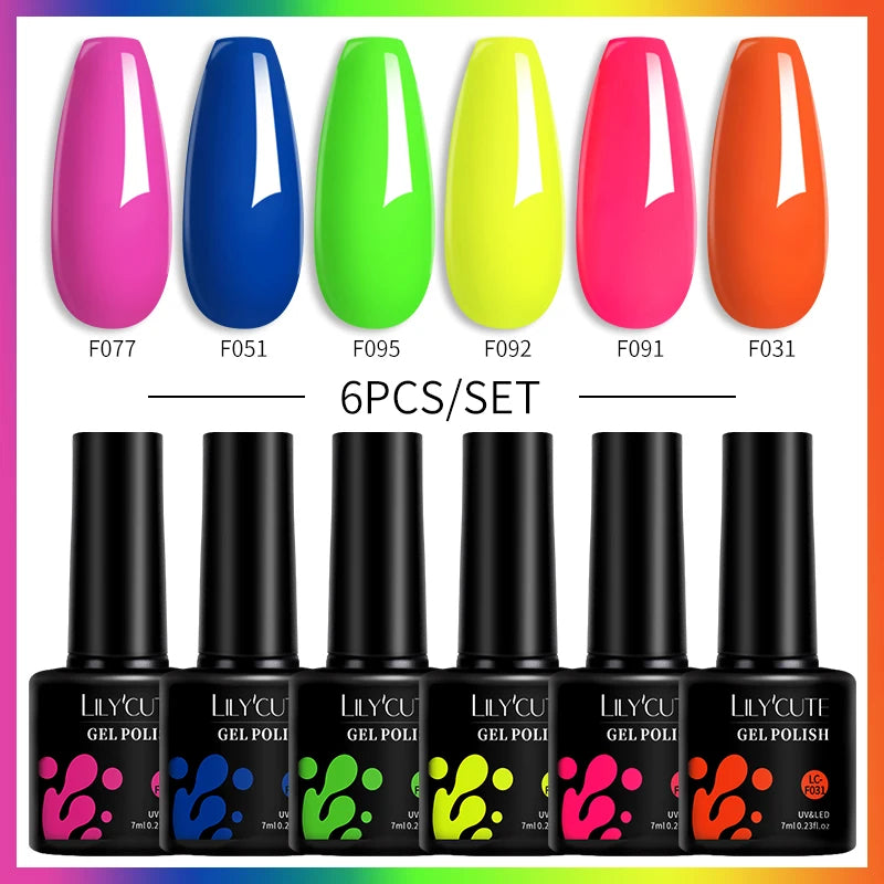 Colorful Gel Nail Polish 7ml Black White Red Glitter Manicure Long Lasting Soak Off Nail Art Gel Varnish Kit