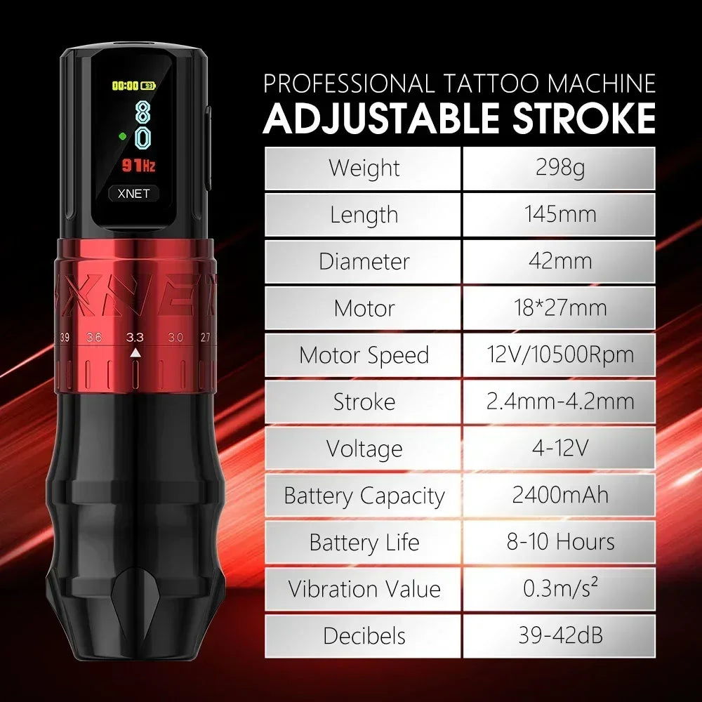 Bestia 2400mah 2.4-4.2mm Adjustable Stroke Professional Wireless Tattoo Pen Machine for Artists Body Art Top End