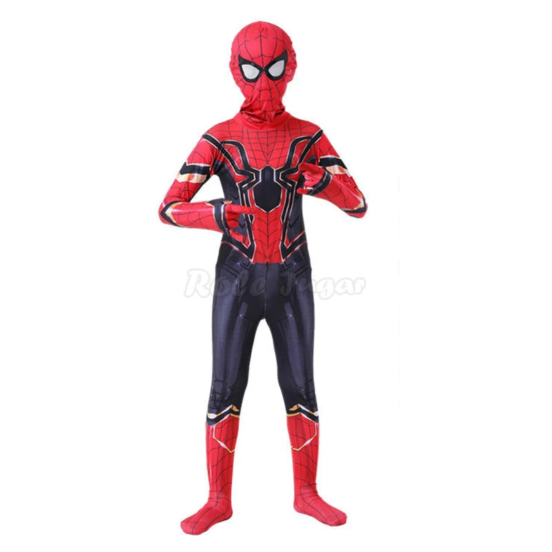 Movie Miles Morales Spiderman Cosplay Costume Iron Costume Red Black Spider Man Anime Cosplay Boys Girls Suit Vestidos De Fiesta