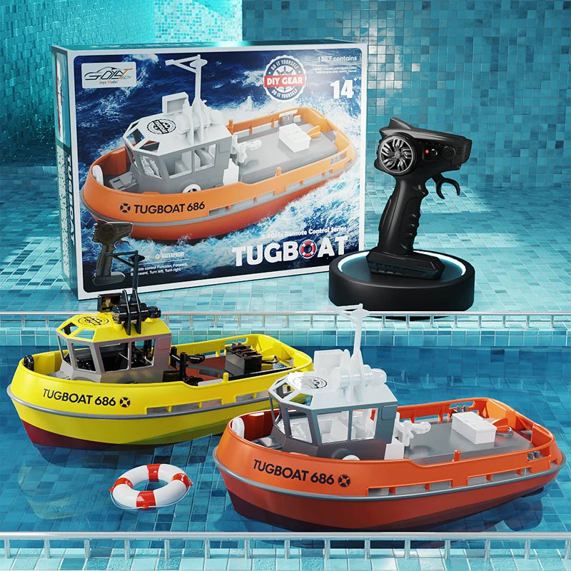 Wireless Radio Control Shipboat 2.4G Electric Remote Control Tugboat Model Toys for Boy