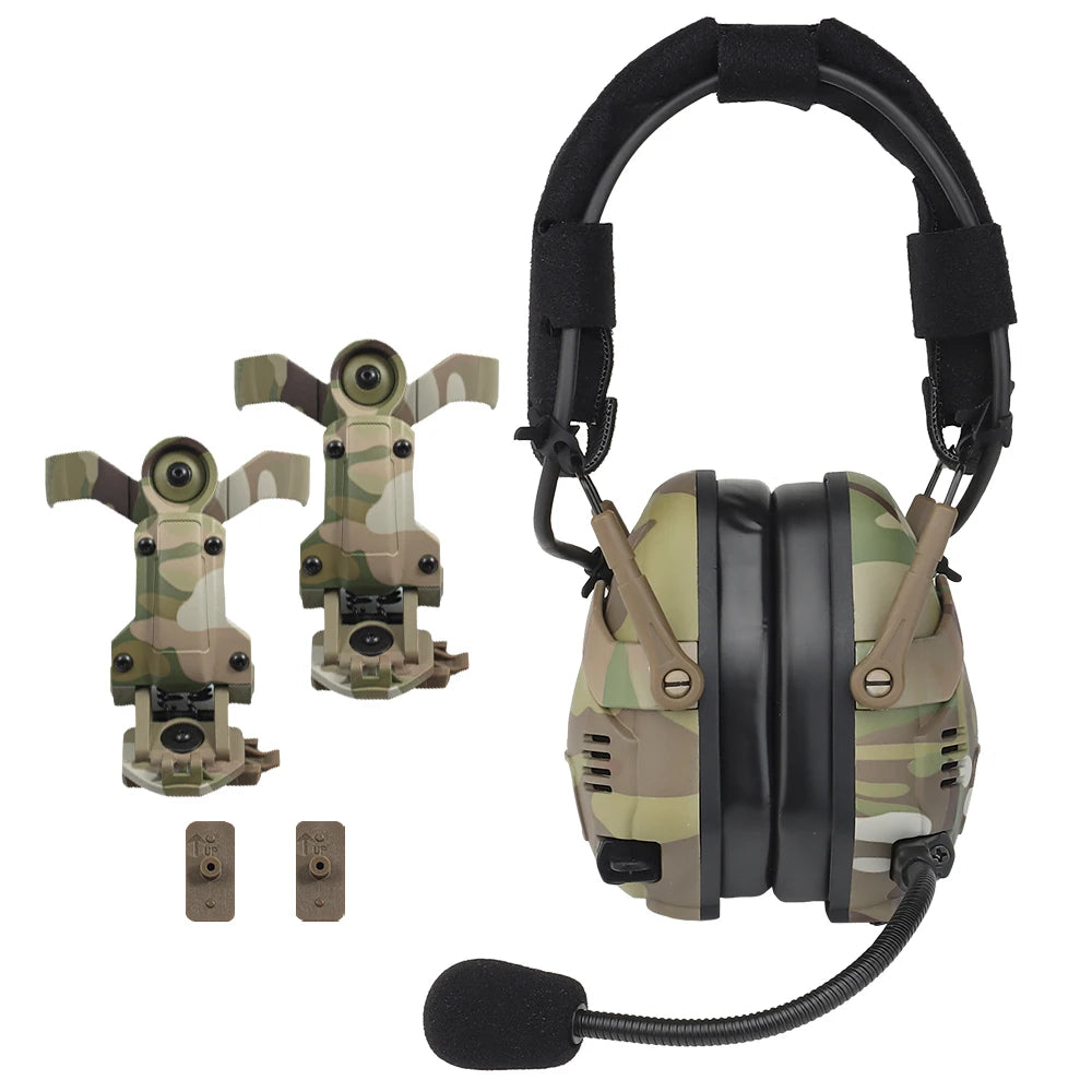 Helmet Wearable Quick Release Dual Purpose Sound Pickup & Noise Reduction Tactical Bluetooth Headset/hunting Shooting Earmuffs