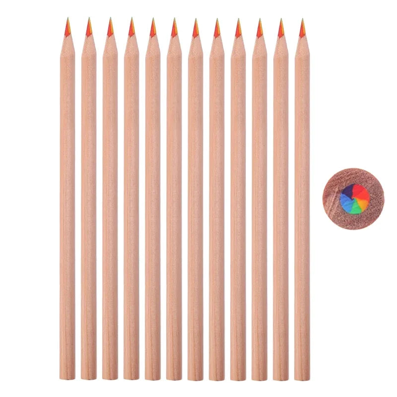 Art Supplies for Kids Adults 7 Color in 1 Wooden Rainbow Colored Pencils