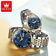 OLEVS Couple Watches Luxury Automatic Mechanical Watch Stainless Steel Waterproof Watches For Women Men