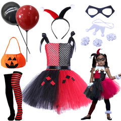 Helloween Fancy Girls Clown Cosplay Costume