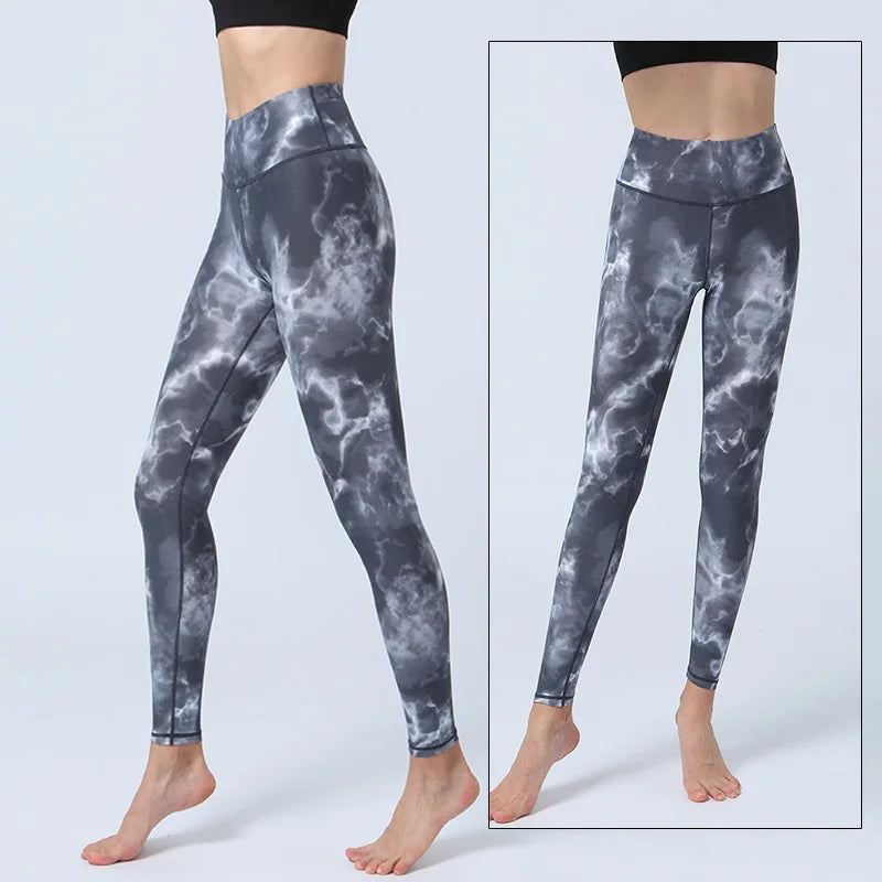 Cloud Hide Yoga Pants Women Flower High Waist Sports Leggings