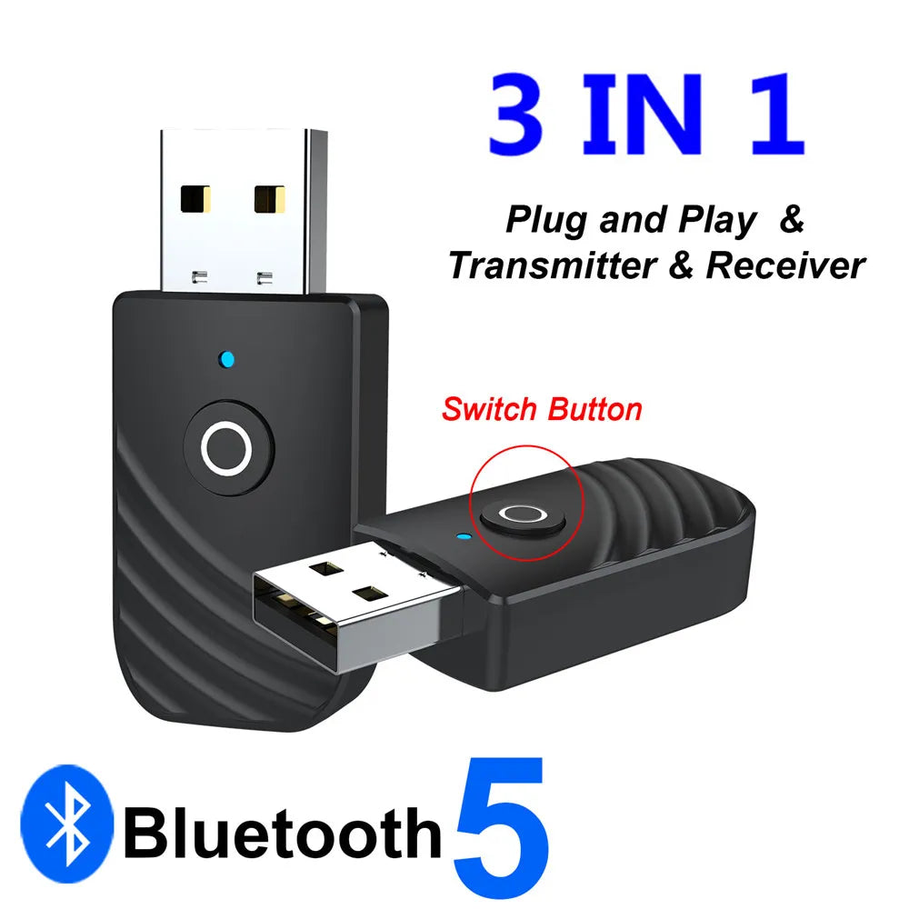 3 IN 1 Wireless Bluetooth Adapter Transmitter Receiver 3.5mm AUX USB Dongle Audio Adapter For Car Hands Free Call Music Speaker