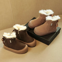 Brand Kids Snow Boots 2024 Winter Toddler Woman Warm Fur Chelsea Ankle Boots Baby Children Girls Fashion Winter Shoes Soft Sole