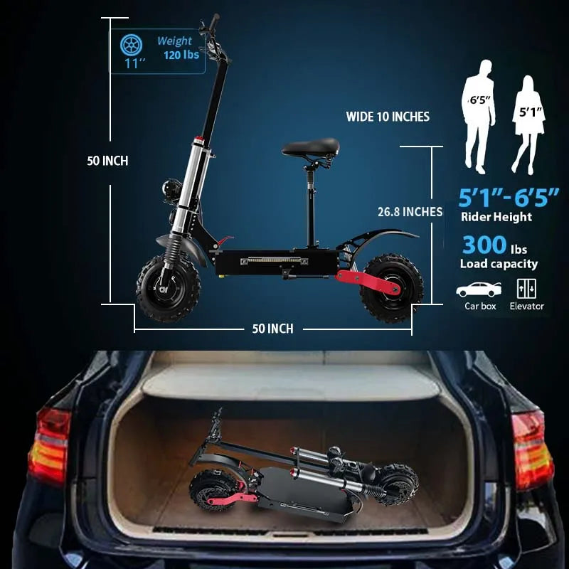Motor Electric Scooters 90KM/H Speed Adults Removable Seat Patinate Electrics