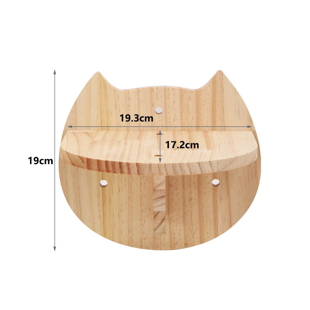 Cat Tree Wall Mounted Cat Climbing Shelves Frame Wooden Hammock with Jumping Platform and Scratching Post Pet Indoor Furniture