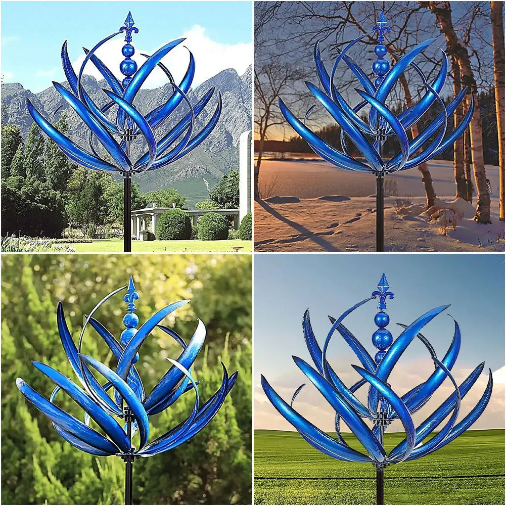 3D Wind Powered Kinetic Sculpture Lawn Metal Wind Solar Spinners Yard and Garden Decor