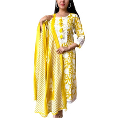 Fully Stitched Salwar Kameez Yellow Color Printed Kurta Palazzo with Dupatta Set