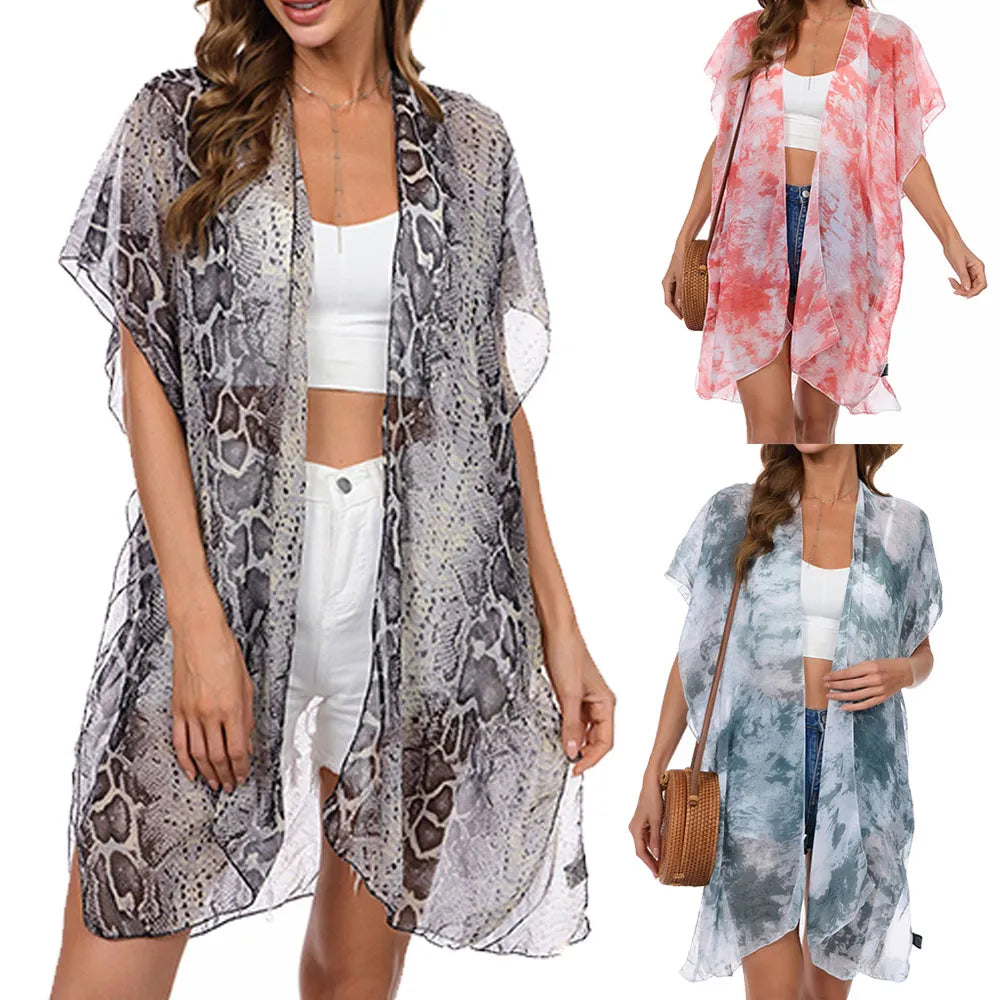 Women's Tops Boho Loose Floral Coverups Beach Swim Bikini