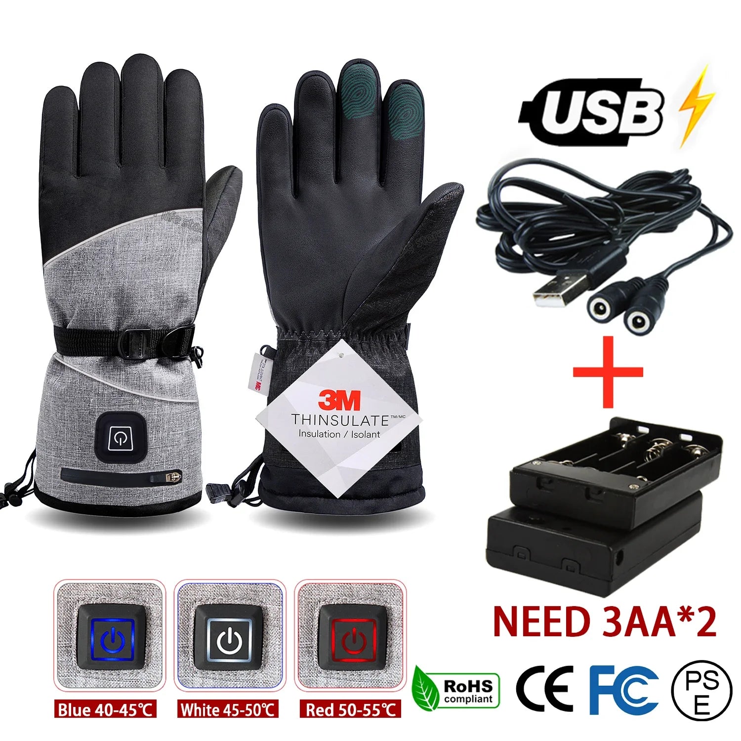 Winter Gloves 3M Cotton Heating Hand Warmer Electric Thermal Gloves Waterproof Snowboard Cycling Motorcycle Bicycle Ski Outdoor