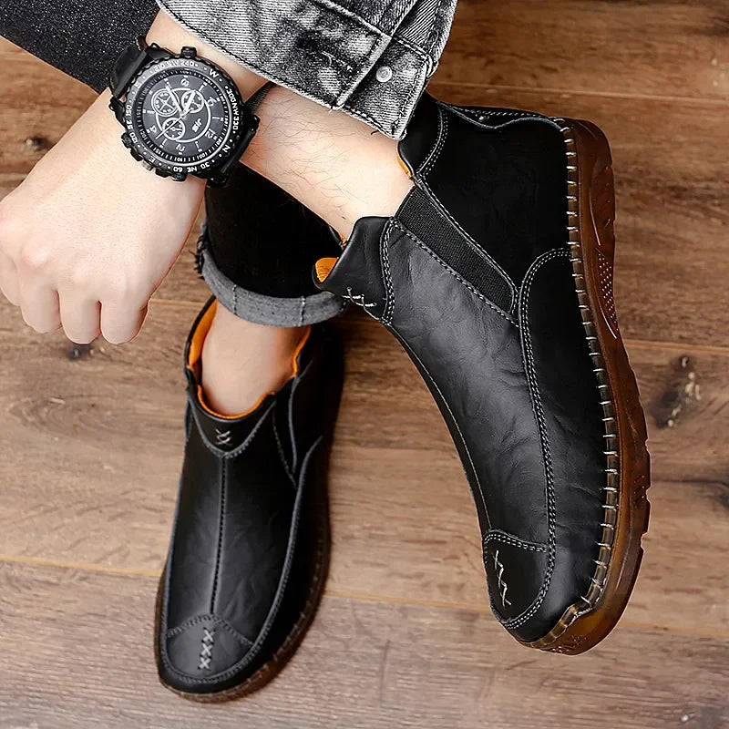 Autumn Winter Elegant Chelsea Boots Leather Men Shoes