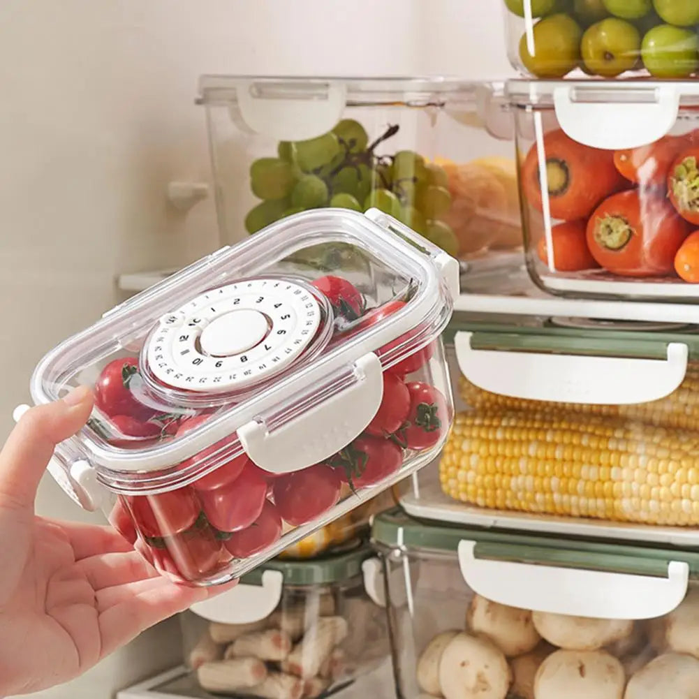 Storage Container Transparent Food Storage Box with Time Dial for Kitchen Organization Fridge Storage