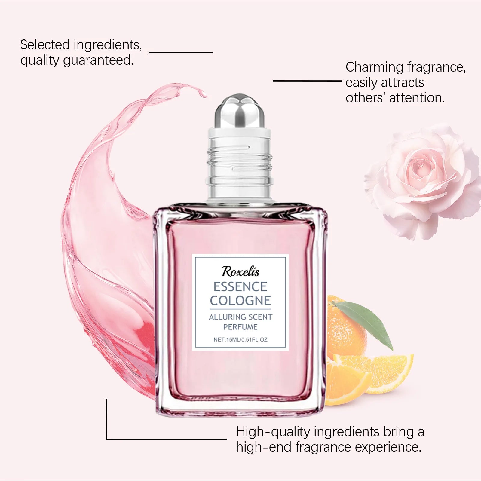 Pink Rose Essence Perfume Floral Scent Lasting Fragrance