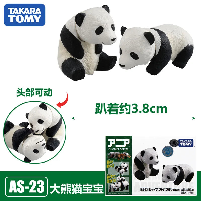 Original Takara Tomy Tomica Simulation Wild Animal Tiger Crocodile Elephant Lion Panda Orangutan Model For Children Toy Gift