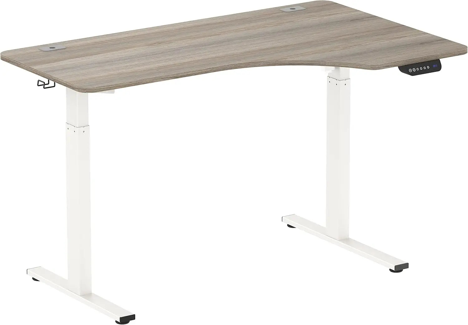 55-Inch Large Electric Height Adjustable L-Shaped Standing Desk with Right Facing Corner, Oak