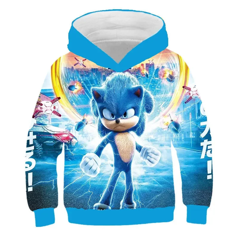 Fashion Sonic Hoodie For Kids Boys Girls Children Autumn Long Sleeve Printed Anime Sweatshirts Cool Tops Tees Men Women Clothing